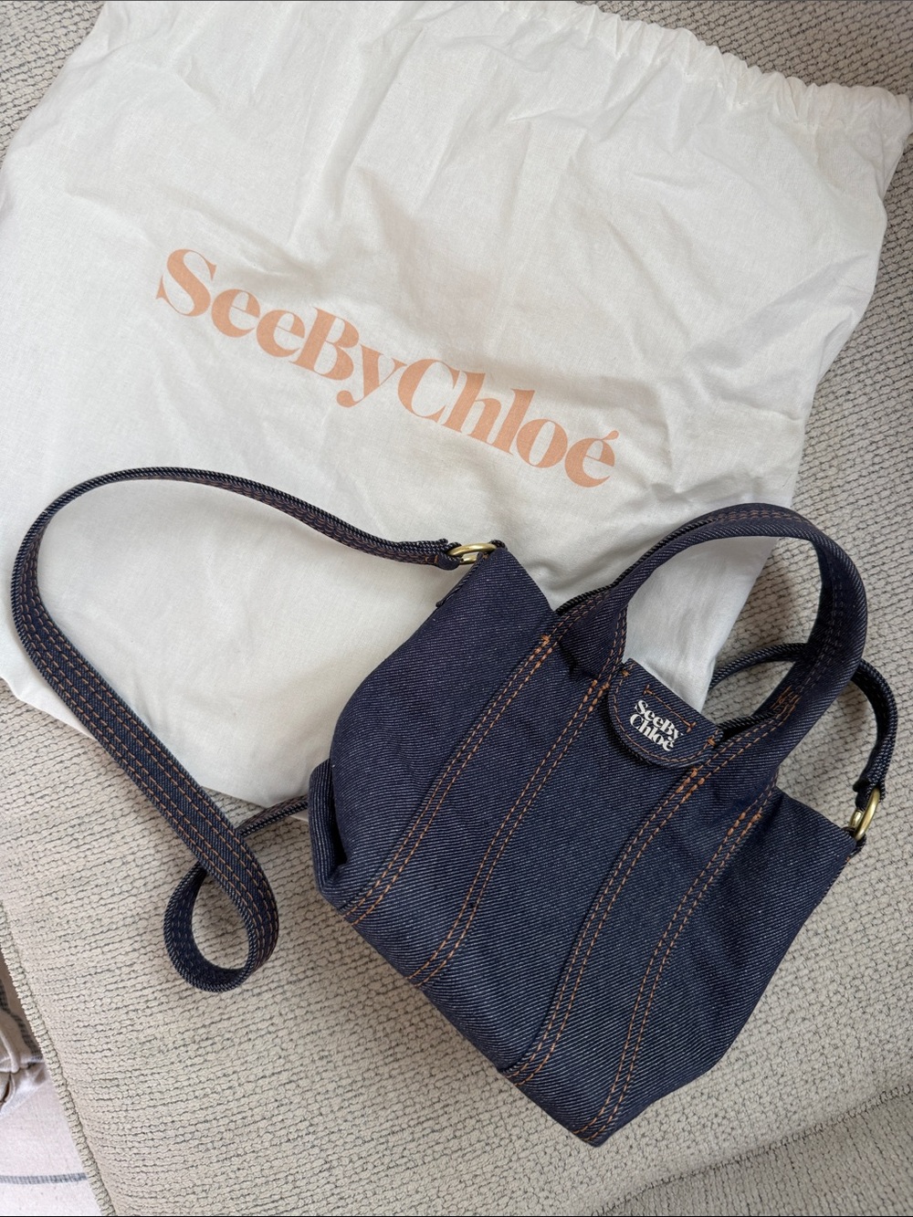 SEE BY CHLOE Laetizia Mini Tote Crossbody in Denim Purse / Bag